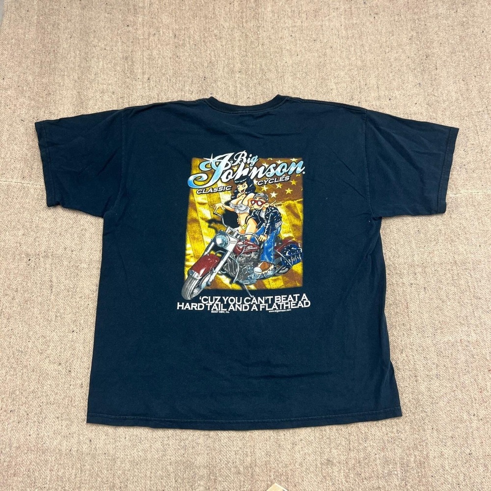 Vintage Big Johnson Shirt Mens XL Blue 2000s Y2K Motorcycle